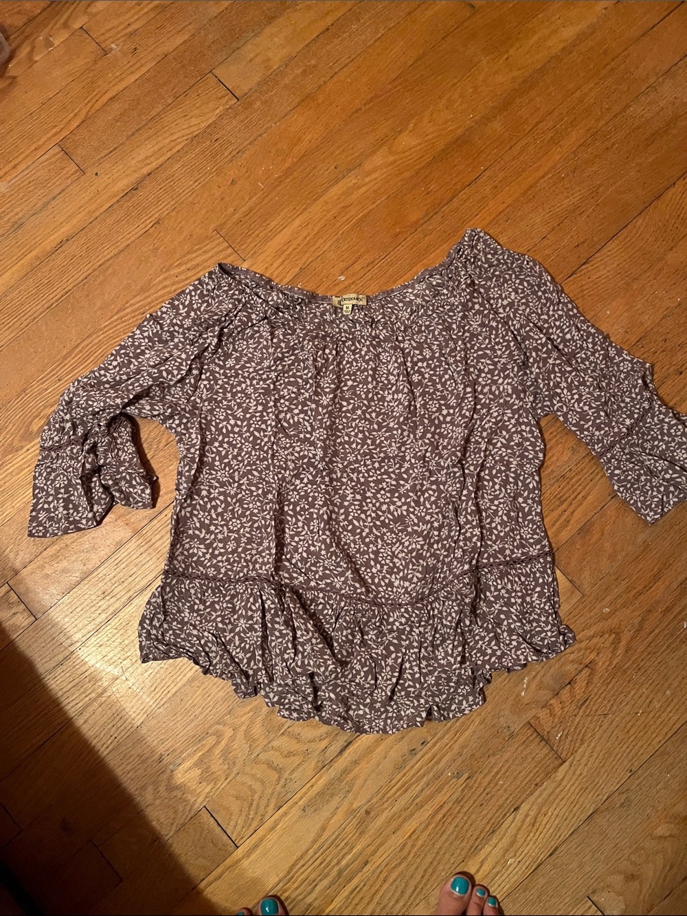 Democracy Mauve Floral Off-Shoulder Blouse